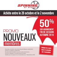 50% sur un abonnement (1 x semaine) payez 27,08$ au lieu de 54,16$ | Spinning de Beauce